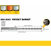 Vrták SDS-Max 12x200/340mm 2-břité, DeWalt - výprodej (3ks)